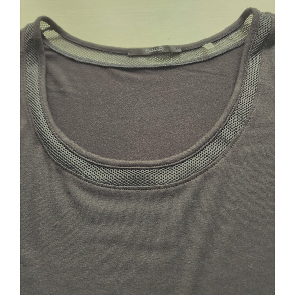 TOP/BLOUSE-TAHARI-Black-Netting Around Scoop Neck-3/4 Sleeve-Lightweight-SM - Picture 4 of 15